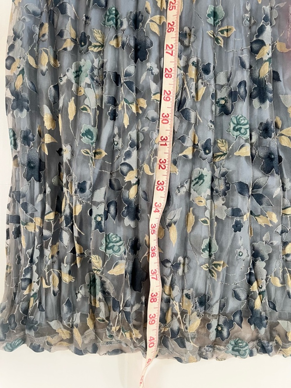 Vintage Y2K Blue Floral Embroidered Mesh Midi Dress Sz M Cottagecore Fairycore - Picture 9 of 11